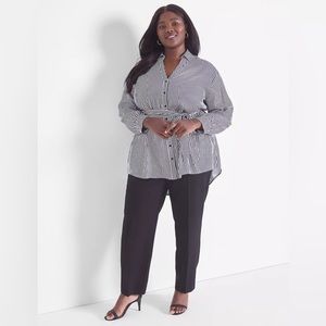 Lane Bryant Belted Button Down Long Sleeve Tunic